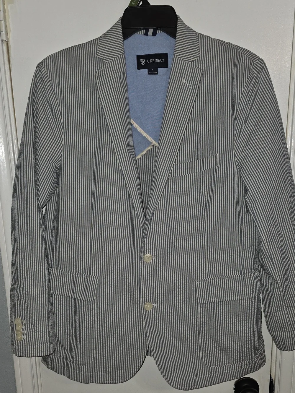 Daniel Cremieux Navy & White Striped Seersucker Blazer
